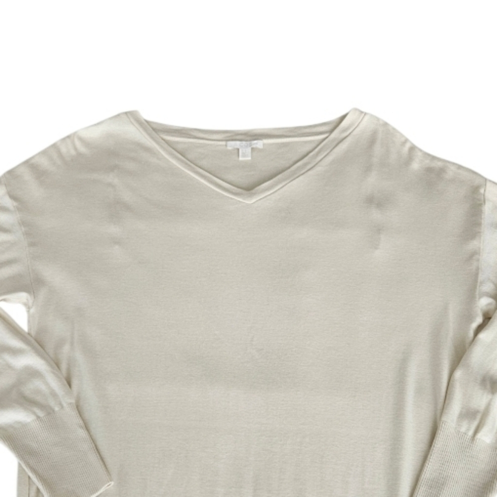 COS Cream V-Neck Cotton Pullover S-shirt Long Sleeve - Picture 6 of 9